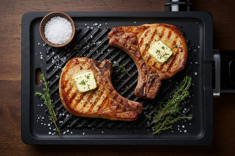 Juicy Pork Chops on Electric Grill — AI-generated food photo